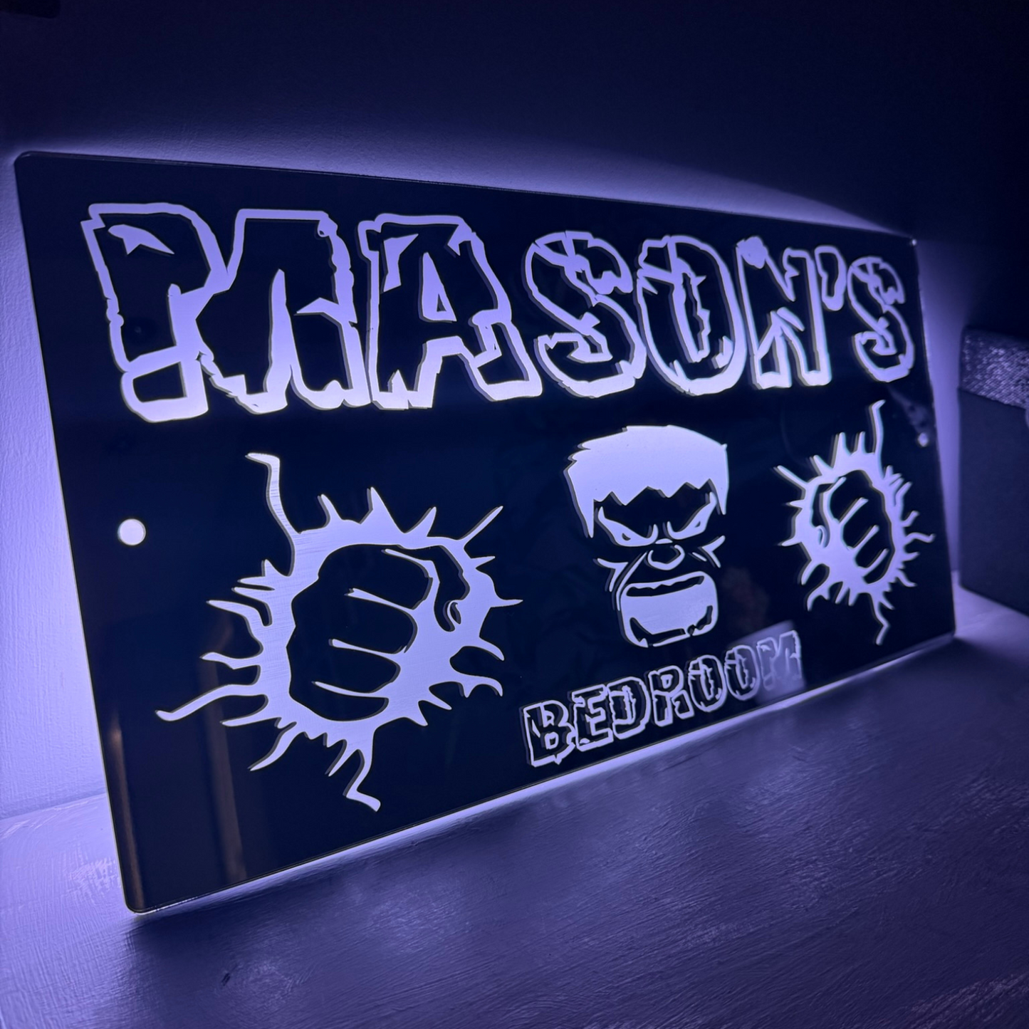 Personalised LED Mirror Bedroom Sign - Hulk