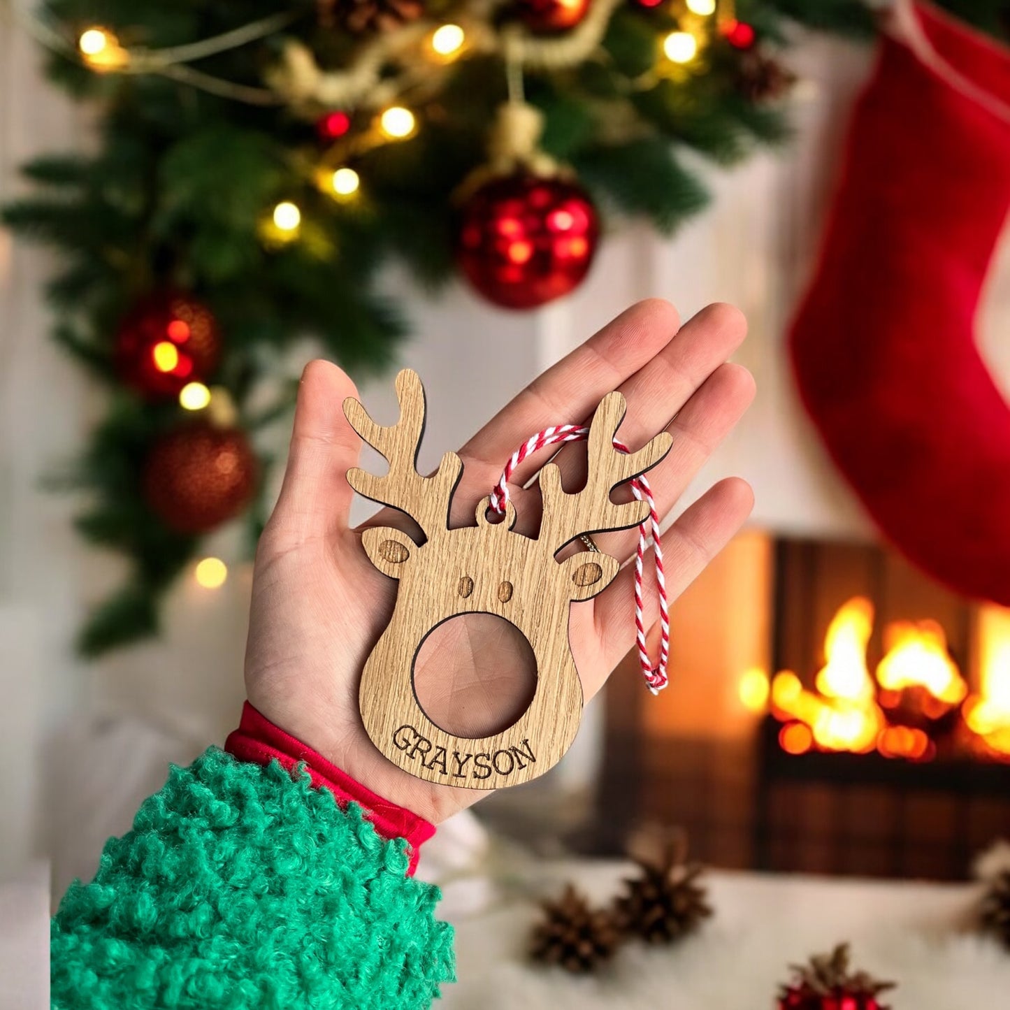 Festive reindeer ornament designed to hold Lindor chocolate