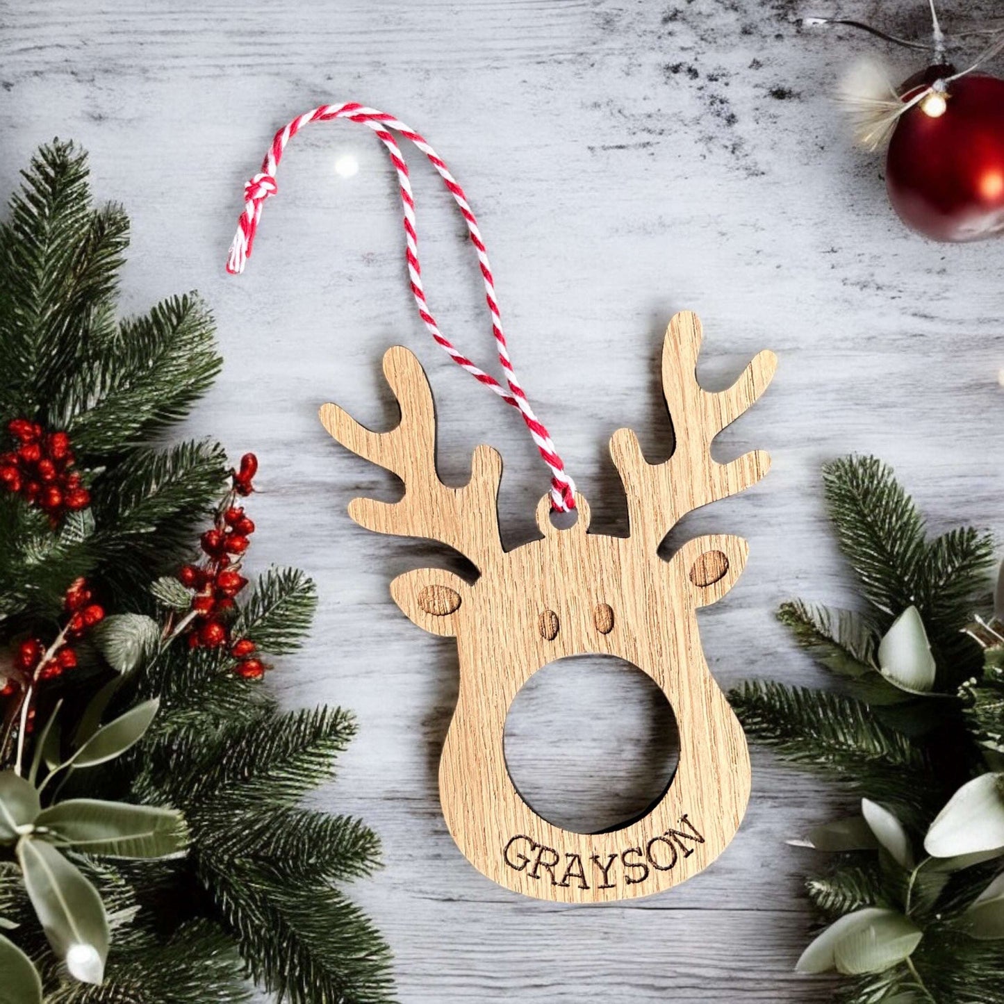 Personalised Wooden Reindeer Chocolate Holder – Oak Luxe Sign Studio