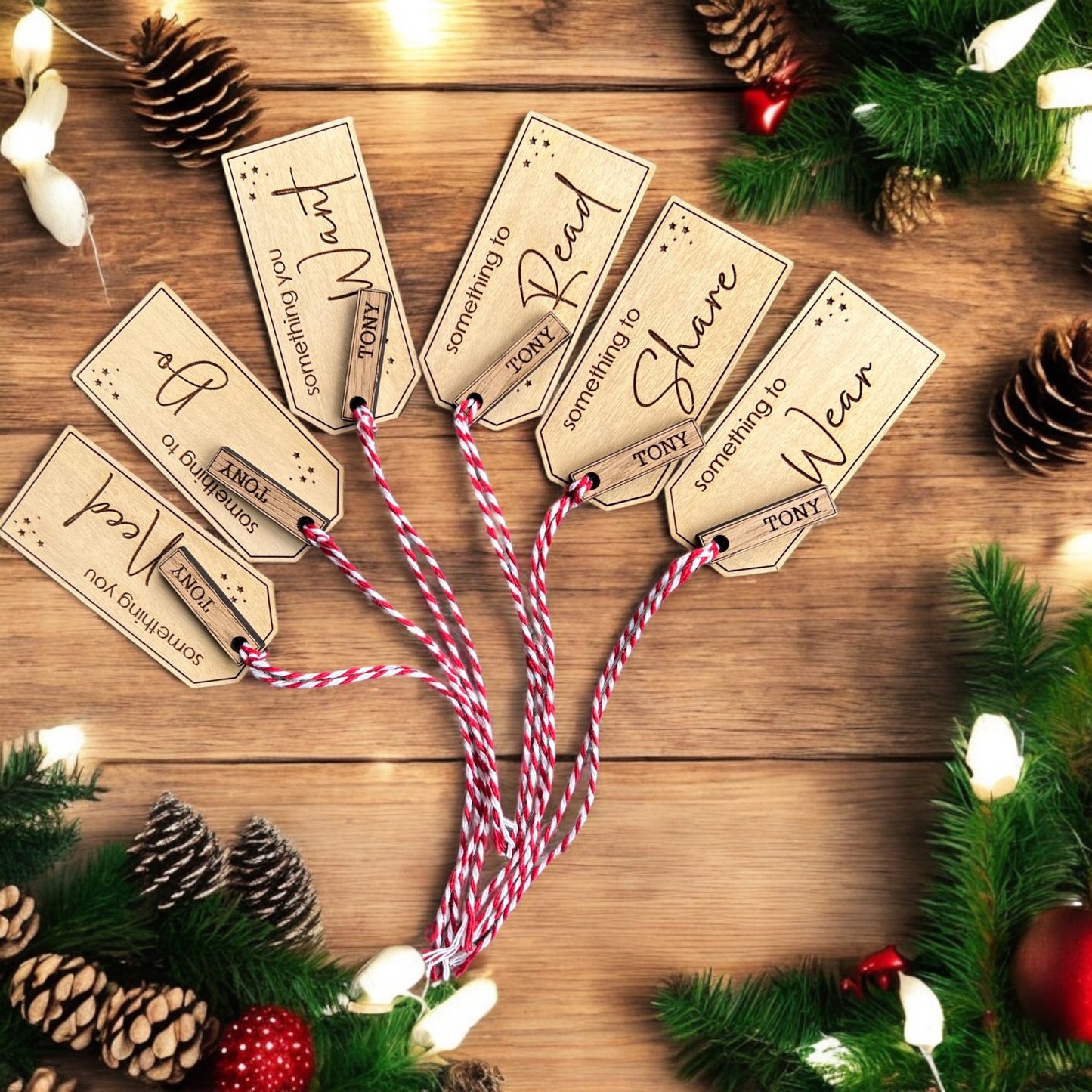 Custom festive gift tag for holiday presents with names