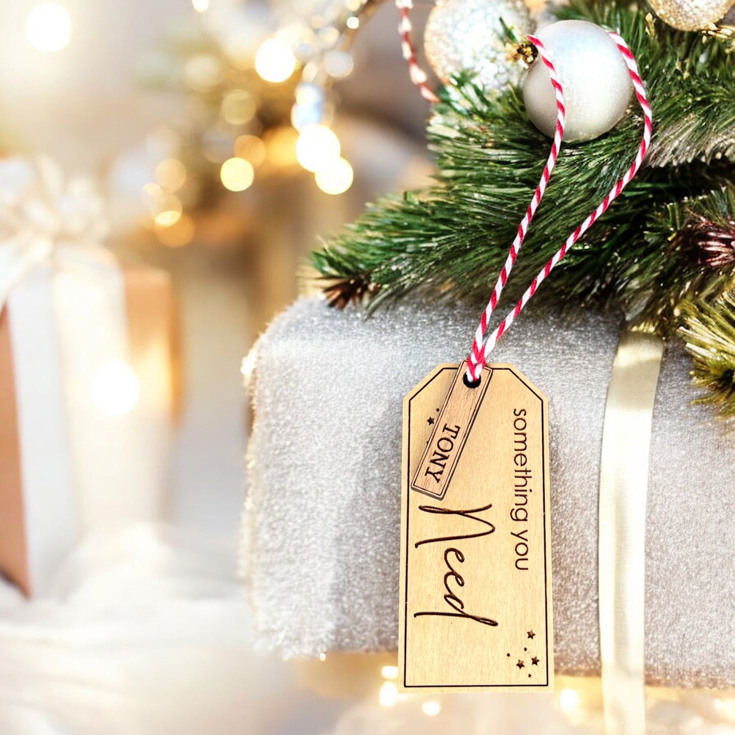 Christmas keepsake wooden tag in 3 shapes with personalised engraving