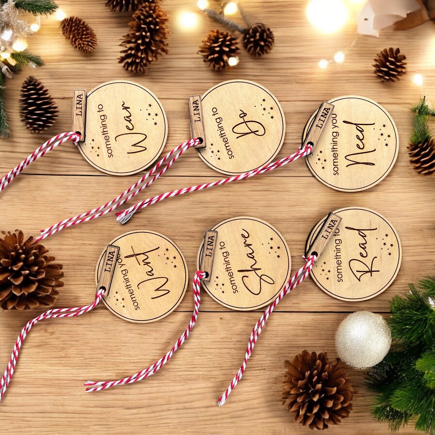 Personalised Christmas wooden gift tag