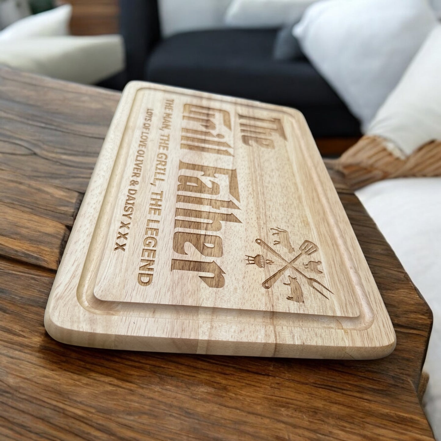 Personalised The Grill Father Wooden Tray