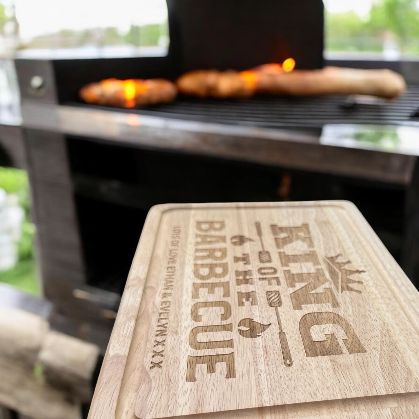 Personalised King of The Barbeque Wooden Tray