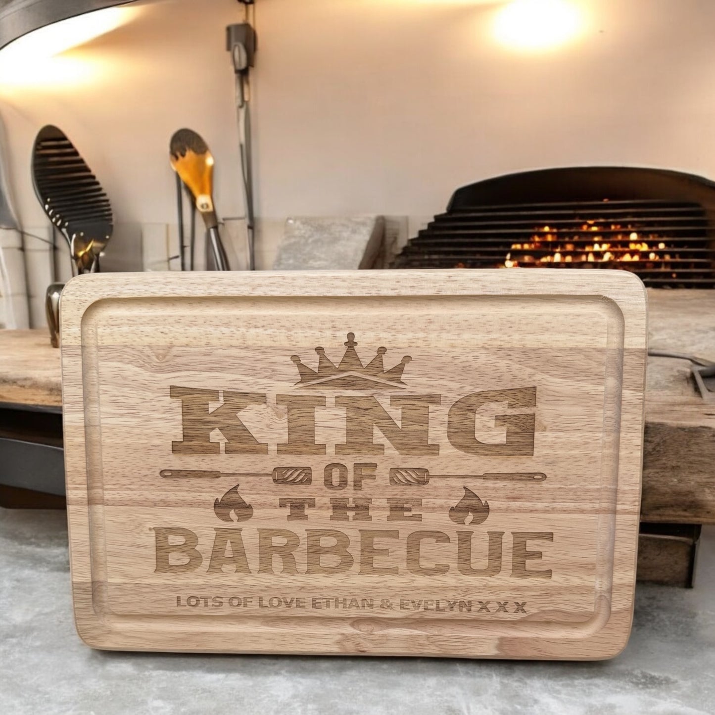 Personalised King of The Barbeque Wooden Tray