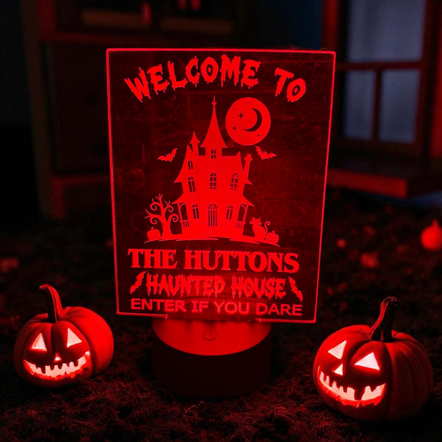 Haunted house personalised Halloween night light with remote control