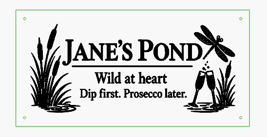 Custom Order – Personalised Engraved Slate Sign 40 x 20cm – Bespoke Jane’s Pond Design