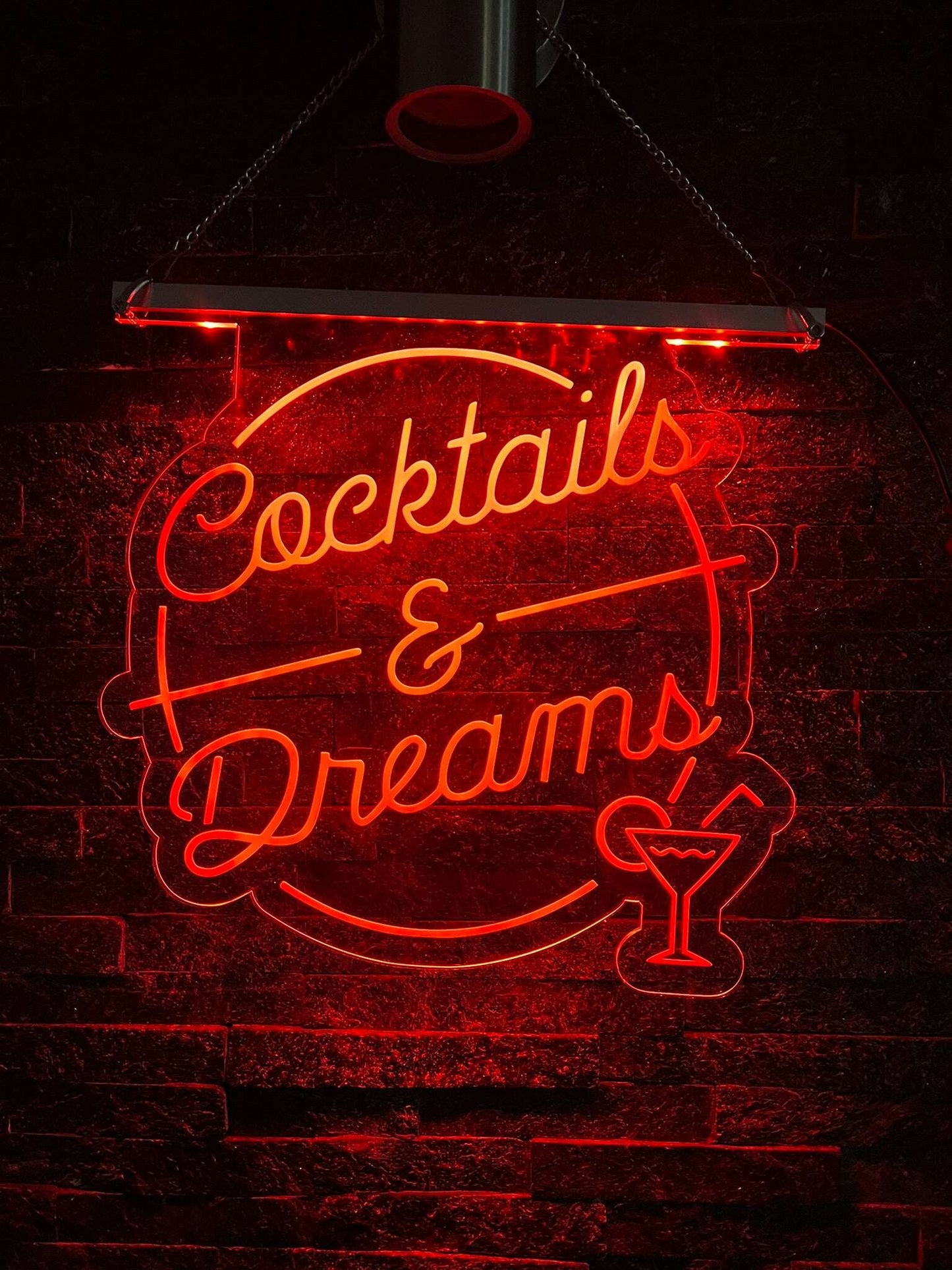 Remote-controlled LED sign for cocktails-themed room