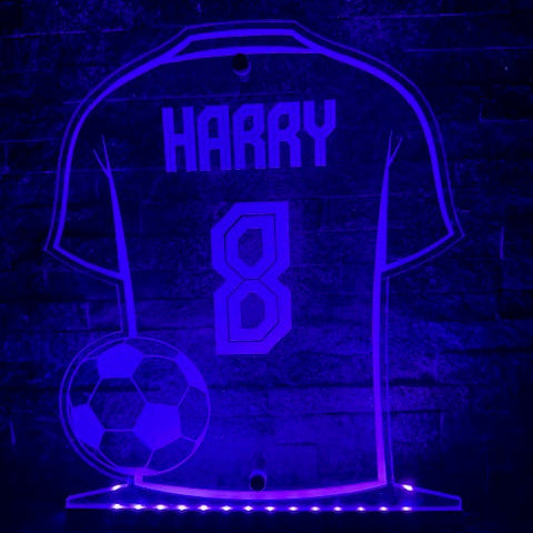 LED sign featuring custom football shirt with name and number.
