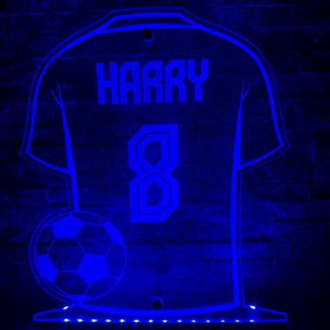 LED football shirt sign used as a feature in a gaming room.