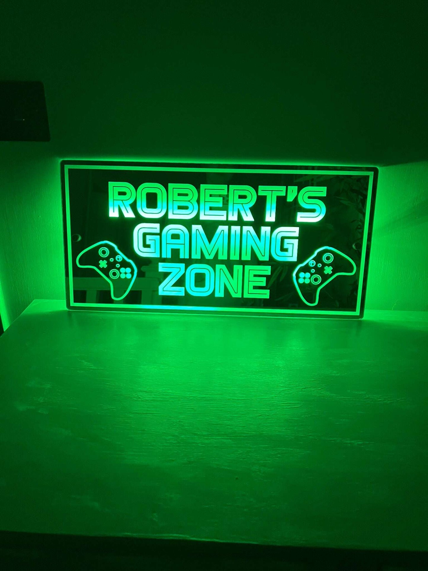 Xbox-themed LED mirror sign for gaming room décor