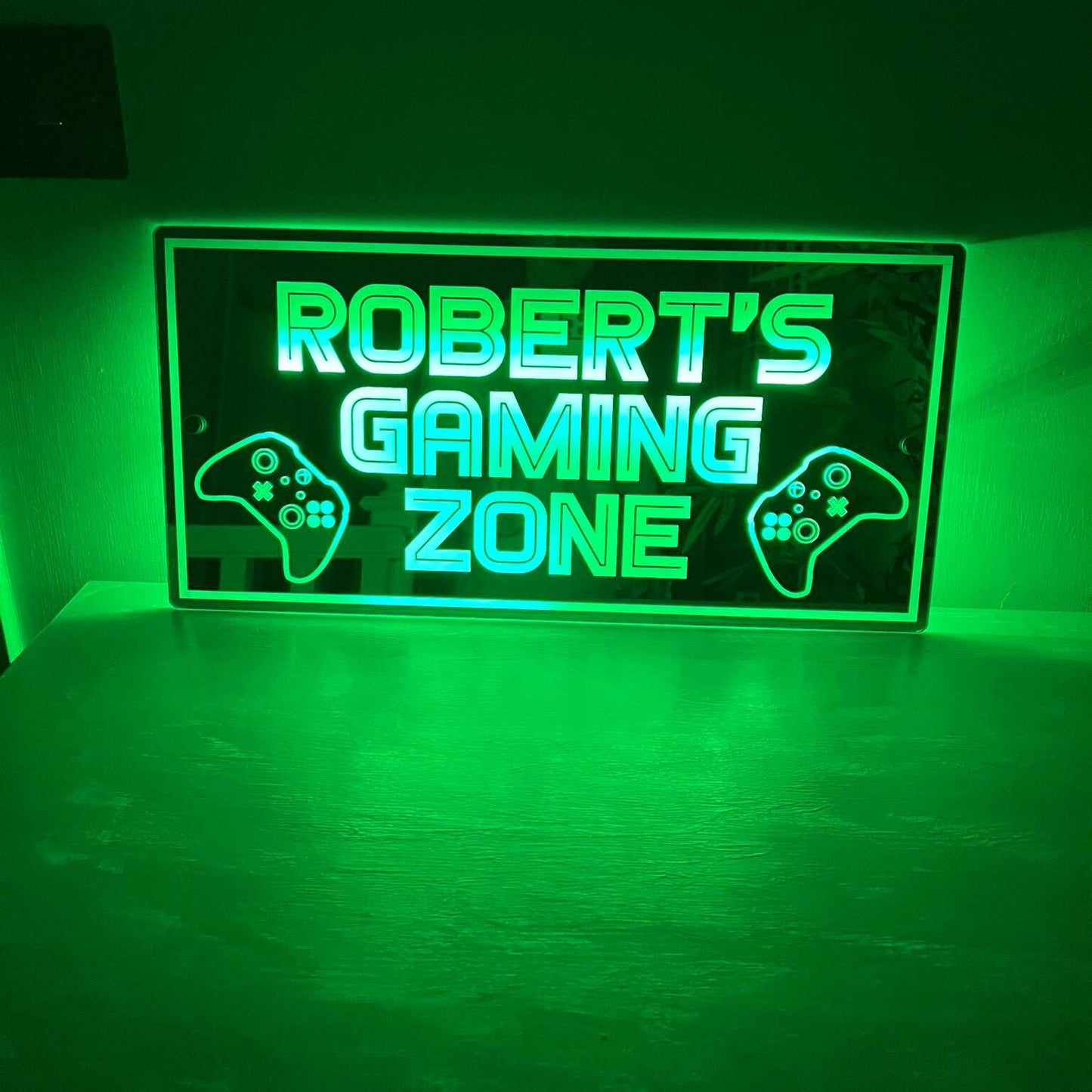 Xbox-themed LED mirror sign for gaming room décor