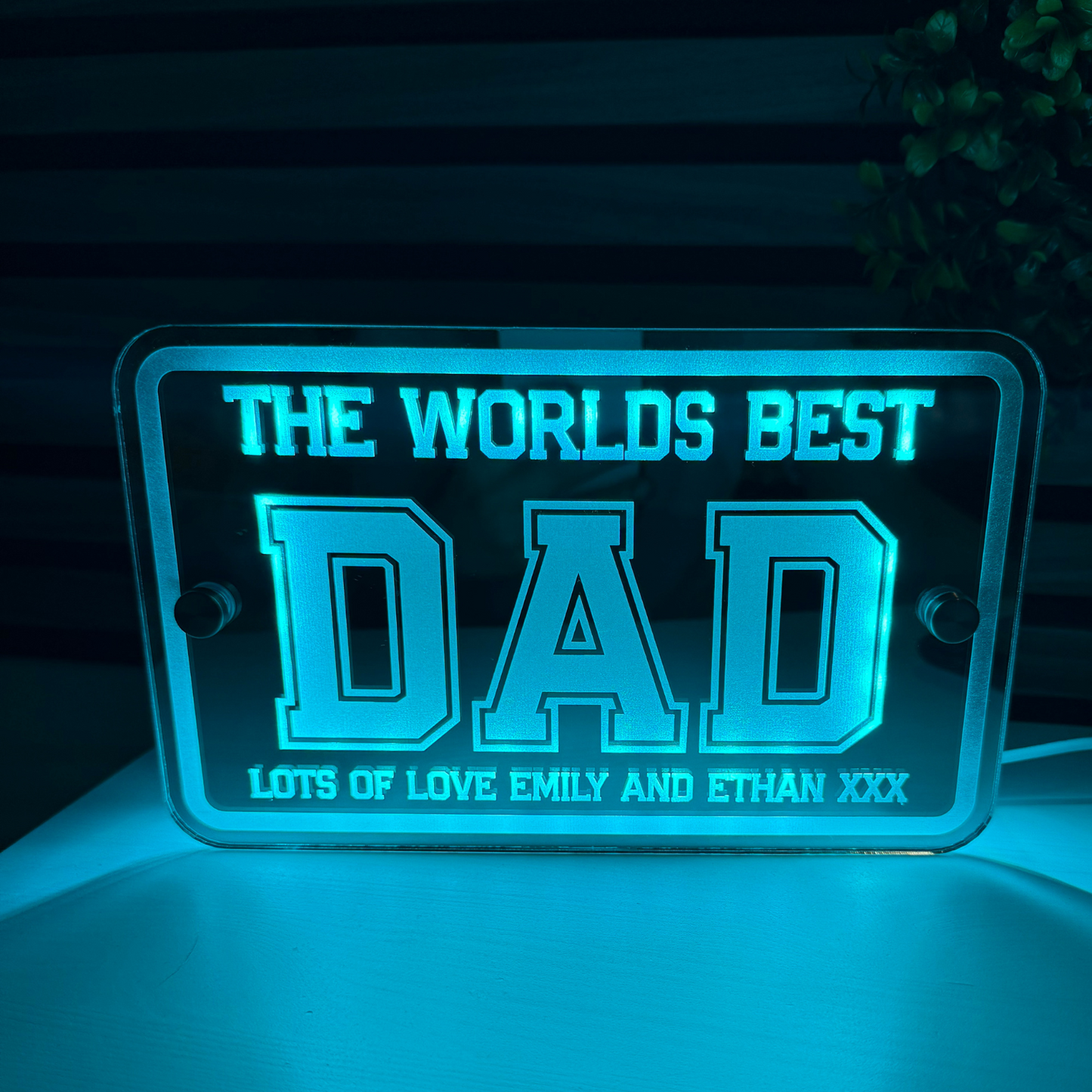 Custom engraved LED sign for Father’s Day – World’s Best Dad design