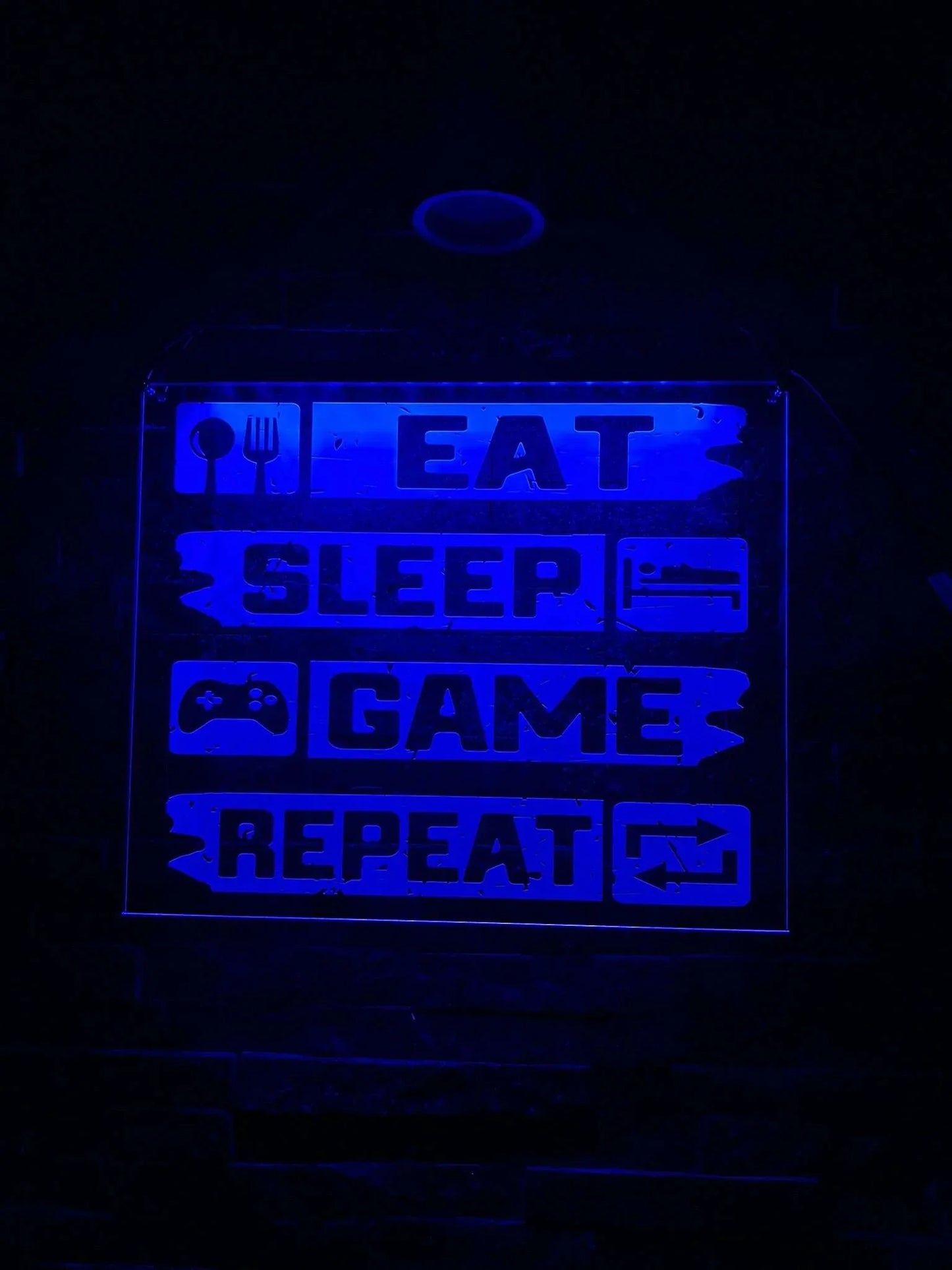 Modern clear Perspex LED sign perfect for gaming rooms and man caves
