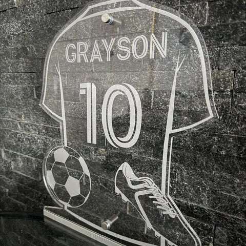 LED football shirt sign with remote control showing vibrant colour options