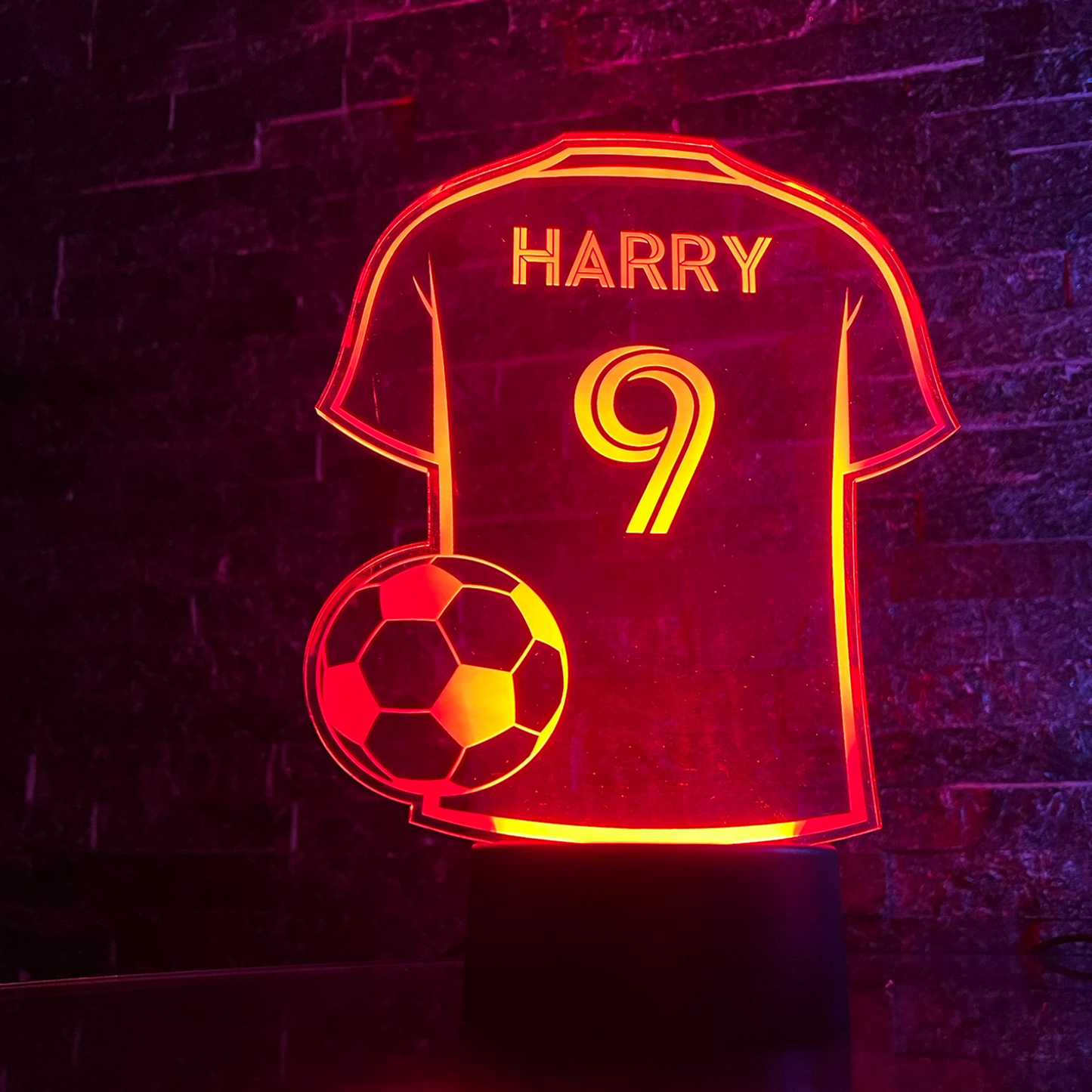 Customisable LED football shirt night light in multiple colours