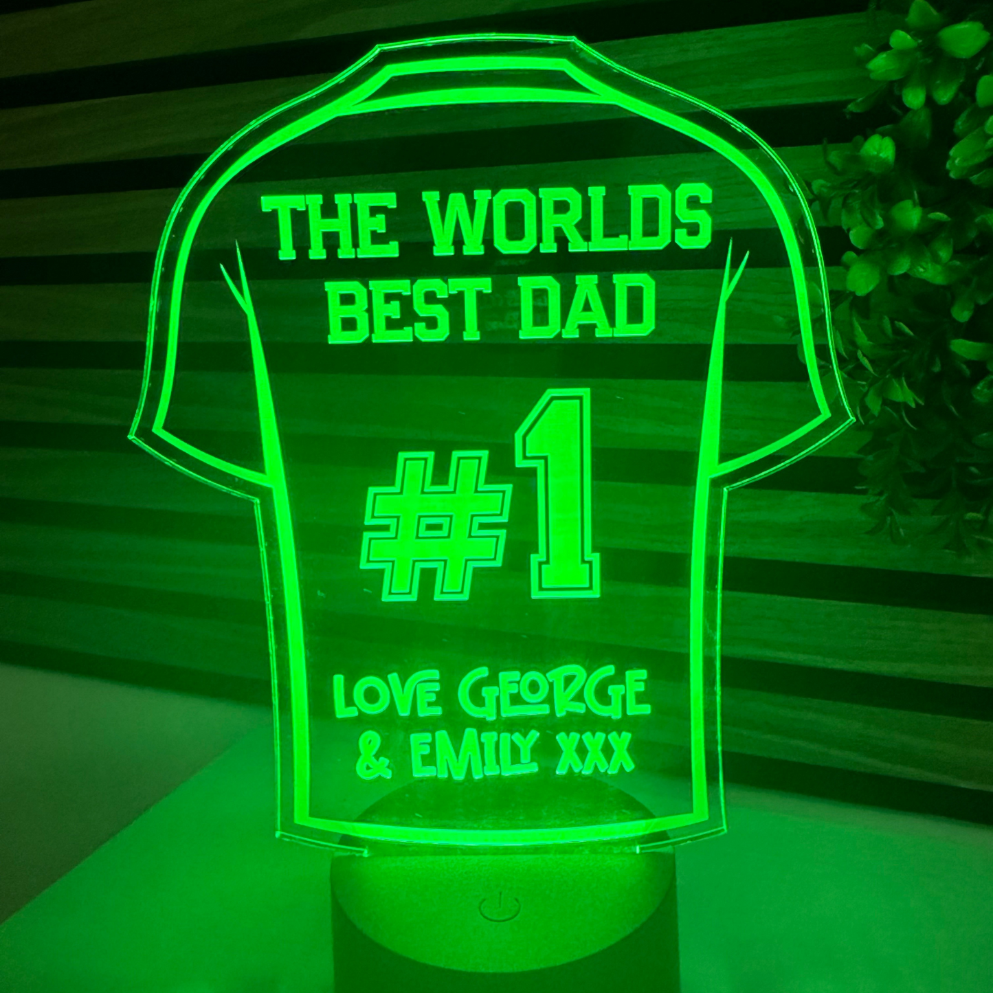 Customisable “World’s Best Dad” football shirt night light keepsake