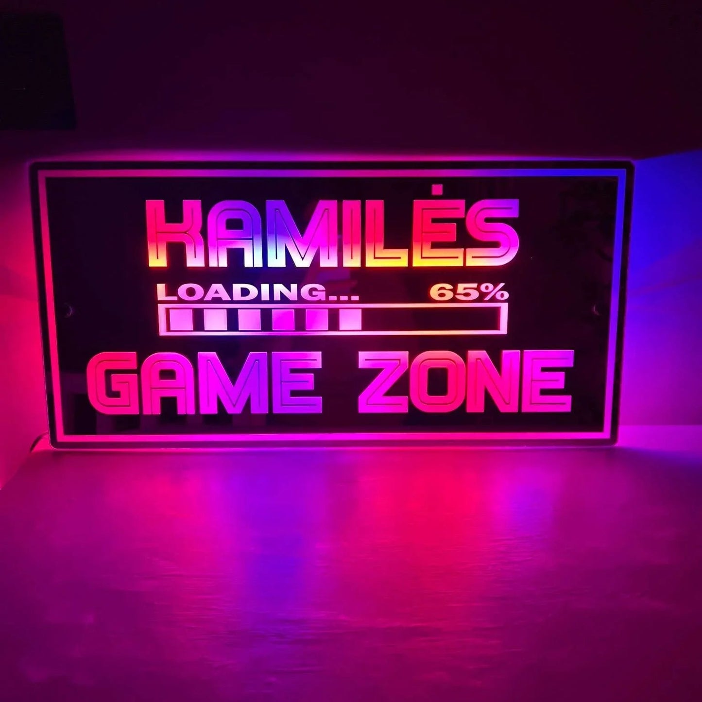 LED mirror sign designed for stylish gamer room décor