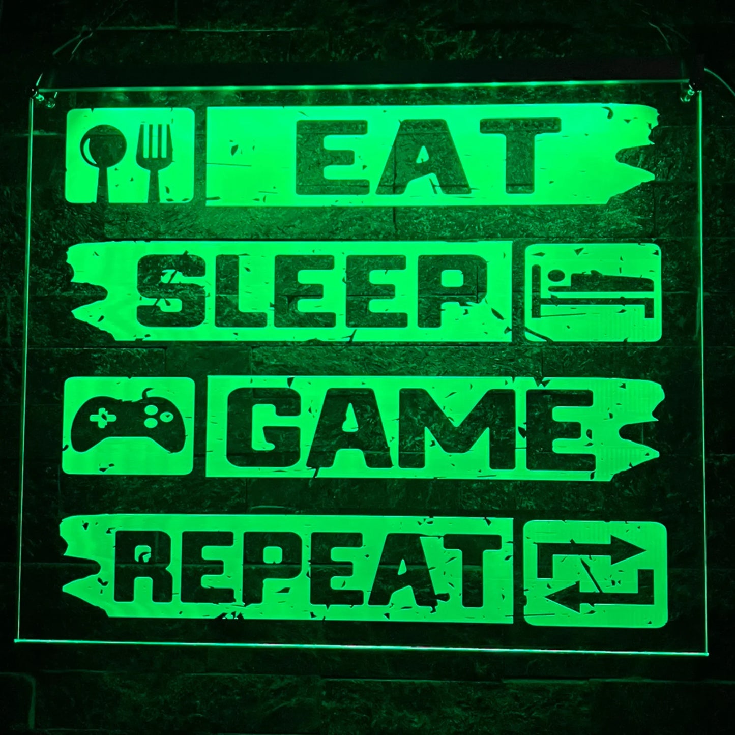 Personalised gaming LED sign with dynamic colour-changing LED bar