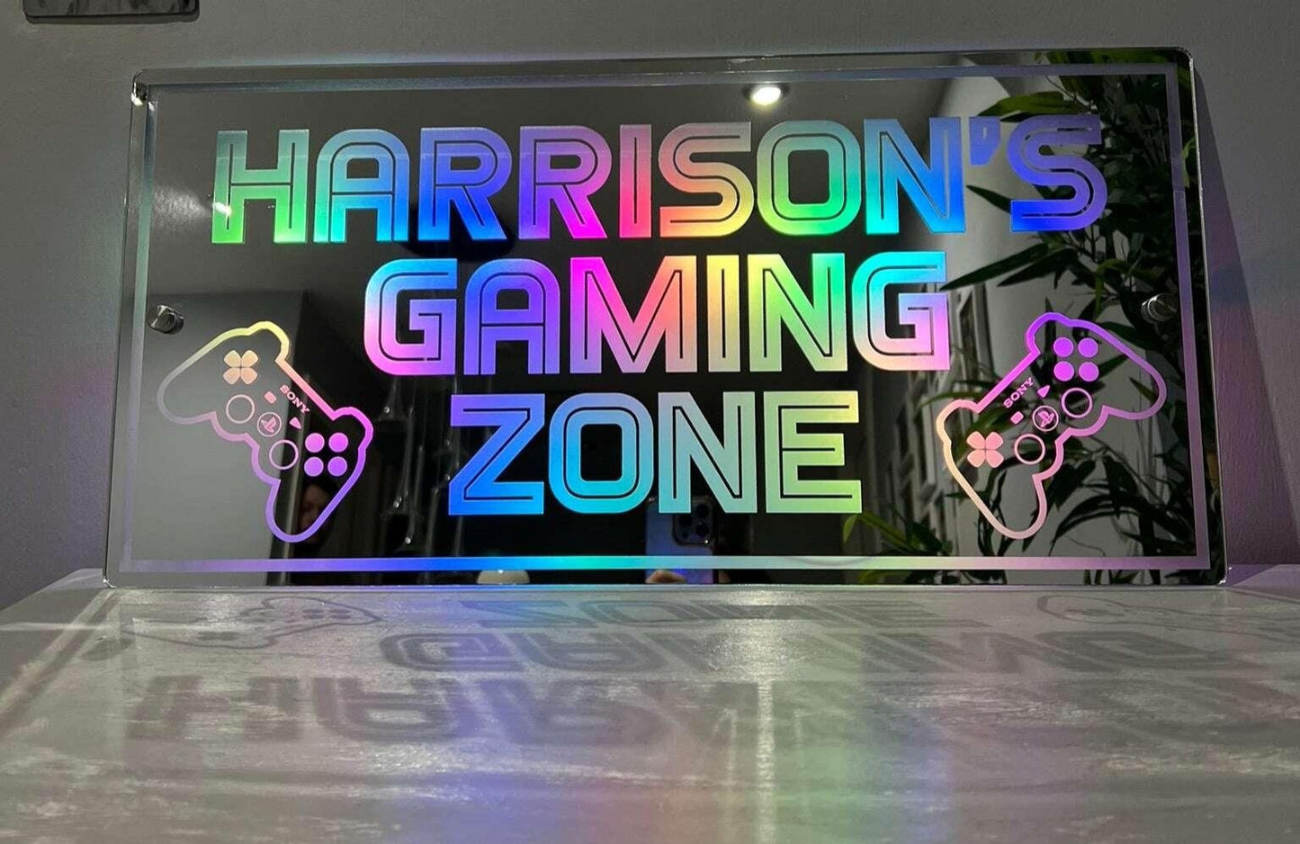 Acrylic LED gaming sign featuring a PlayStation-style controller