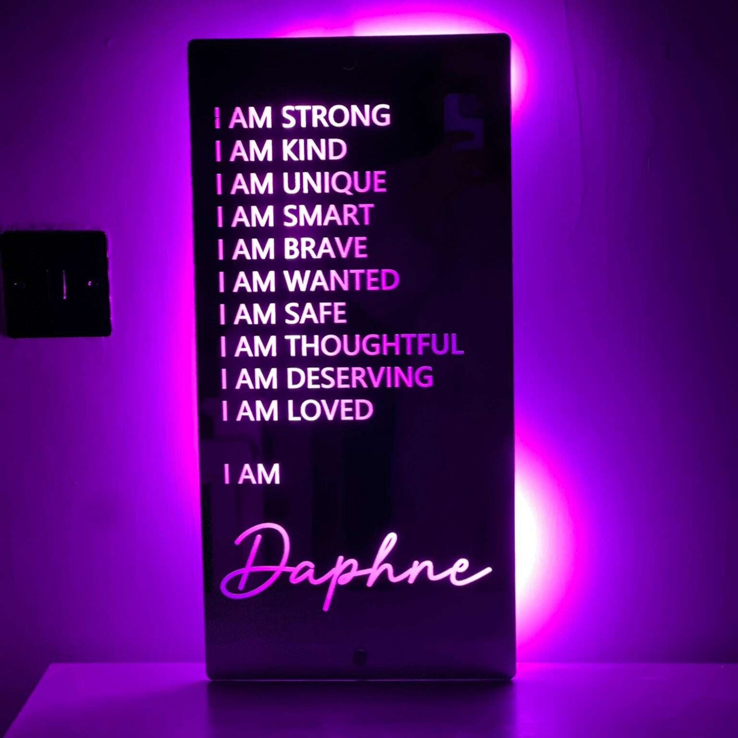 LED mirror sign gift ideal for girls’ birthdays
