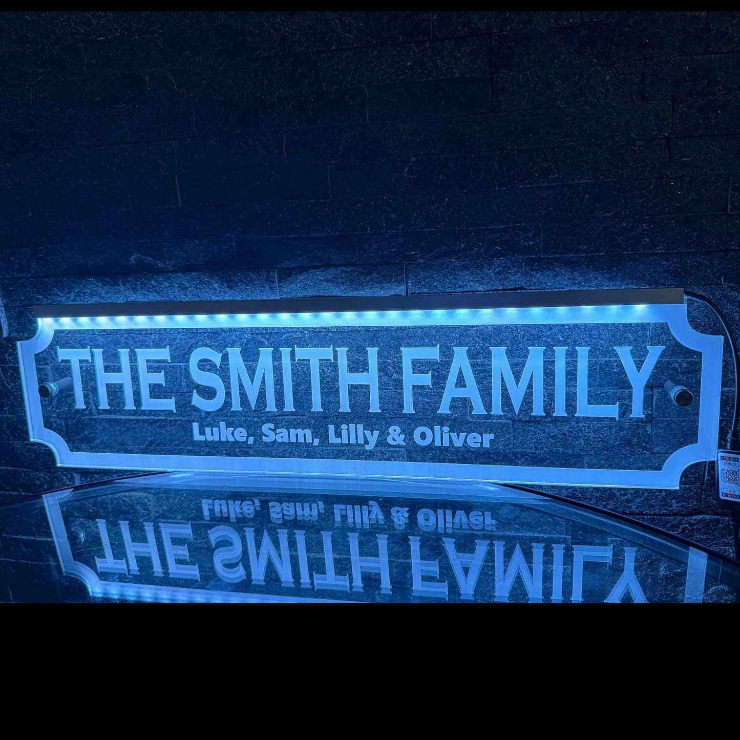 LED sign with chain hanging and wall mount installation choices