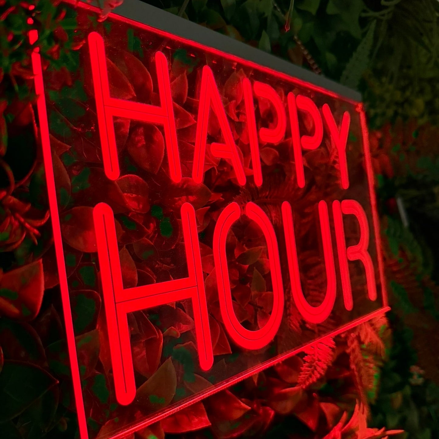 LED sign in music sync mode with lights reacting to music beats.