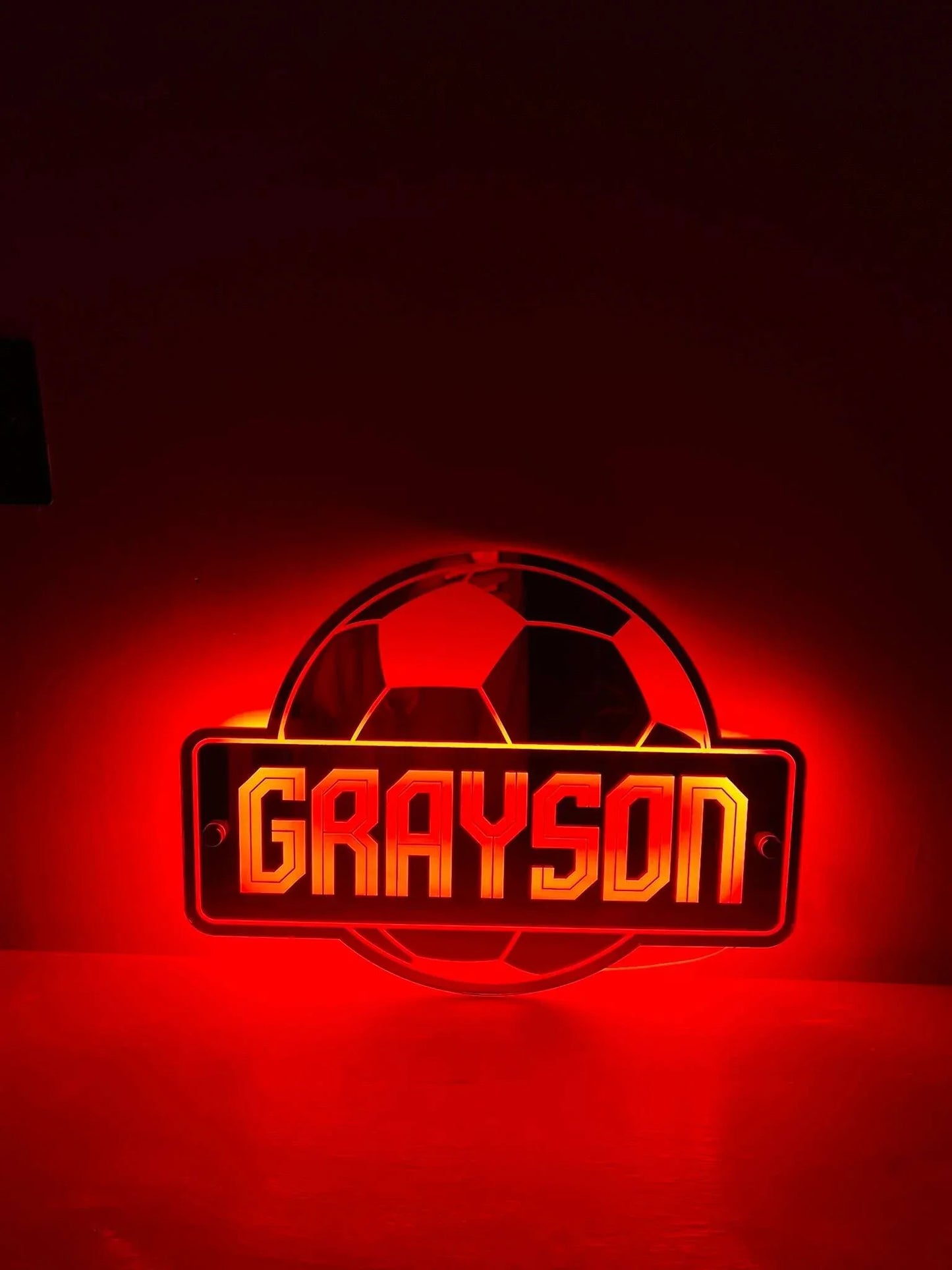 Football LED mirror sign gift for kids, birthdays or celebrations