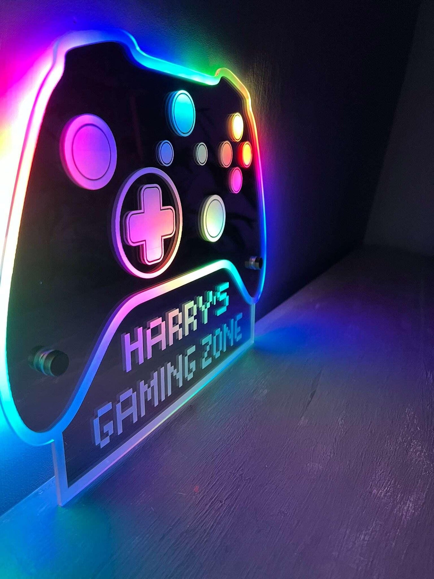 Personalised LED gaming controller sign for Xbox enthusiasts
