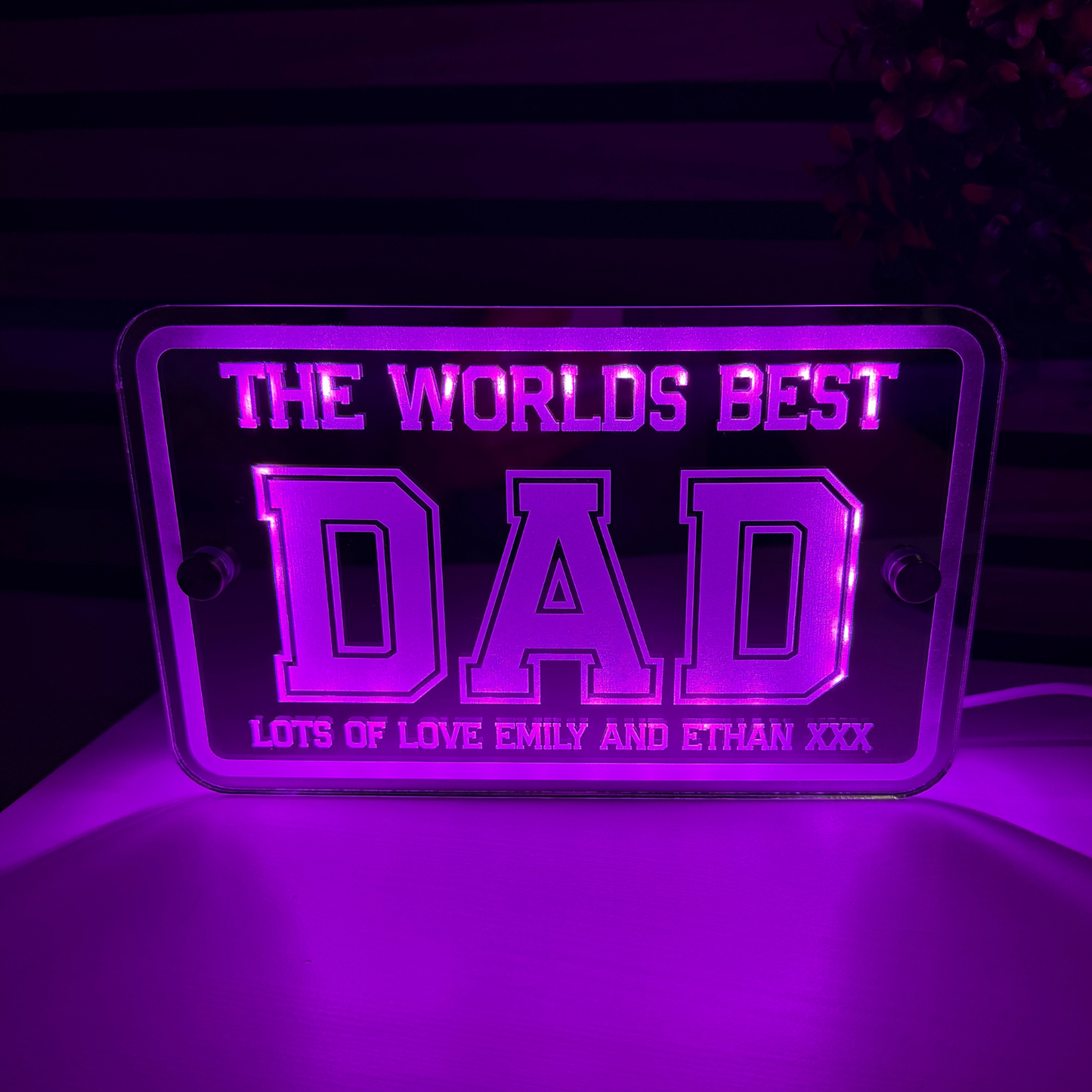 Gift for dad – World’s Best Dad LED mirror plaque with light-up effect