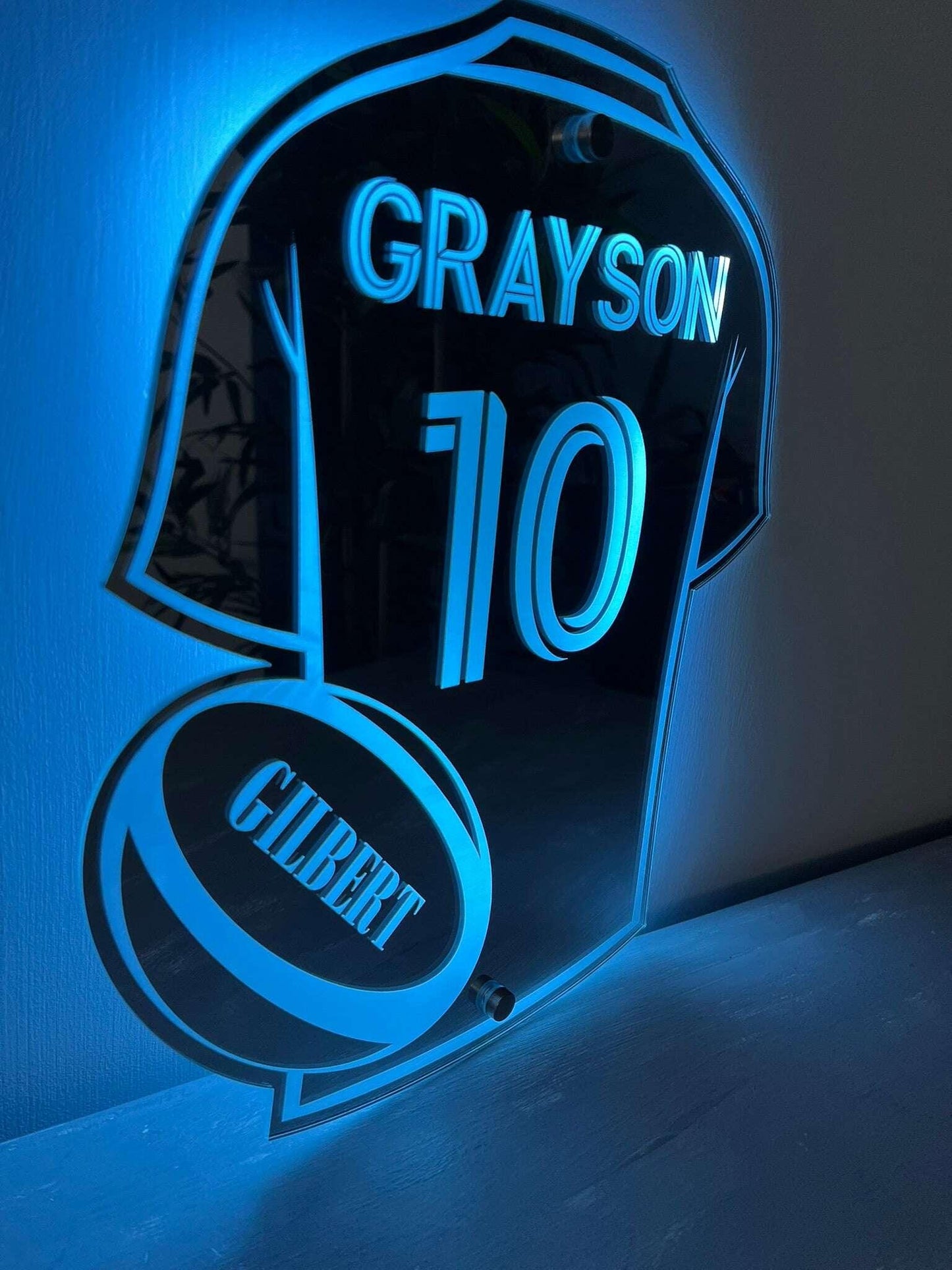 Stunning LED mirror rugby shirt personalised with name and number