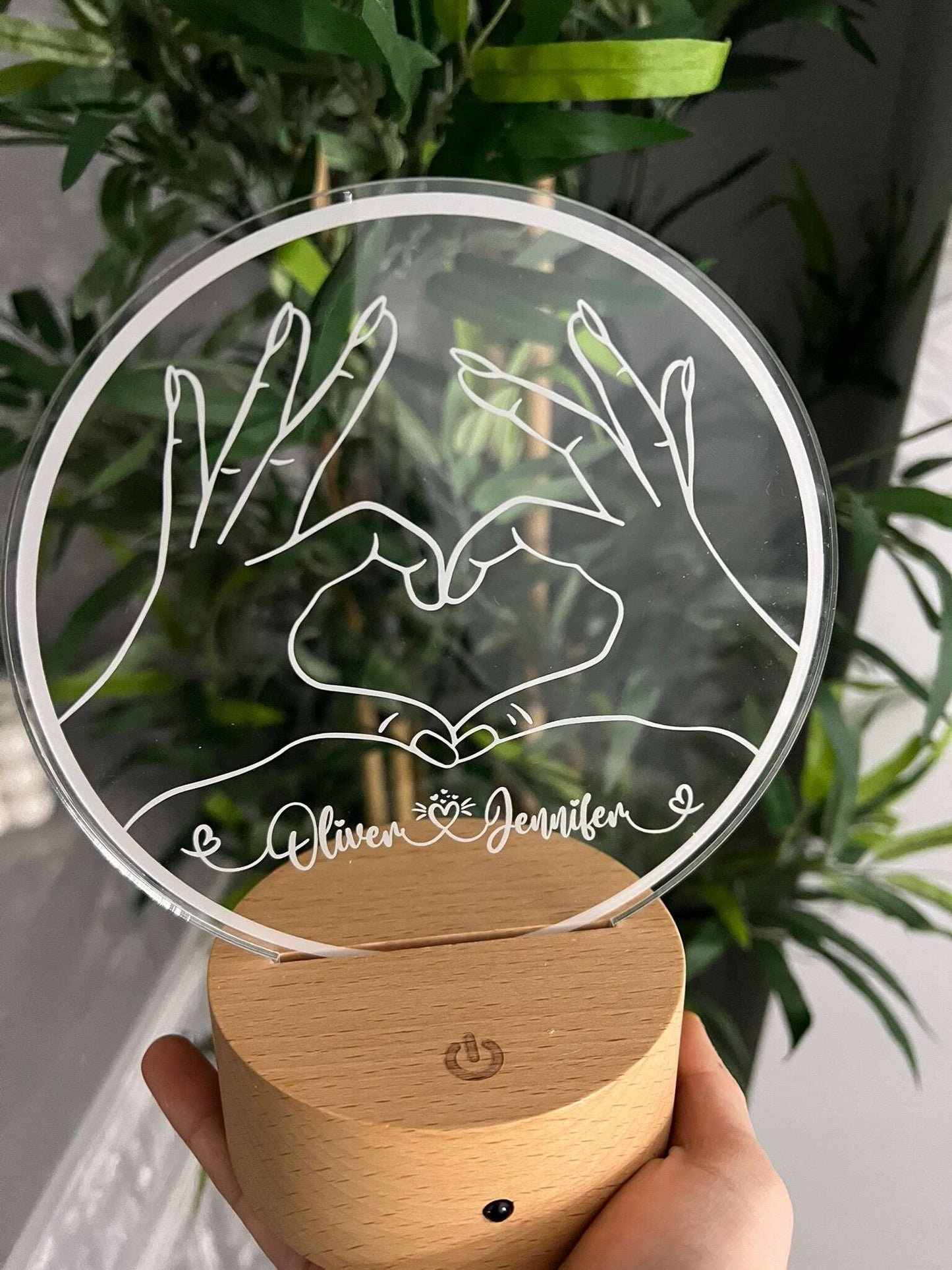 Engraved 3D love night light for him or her