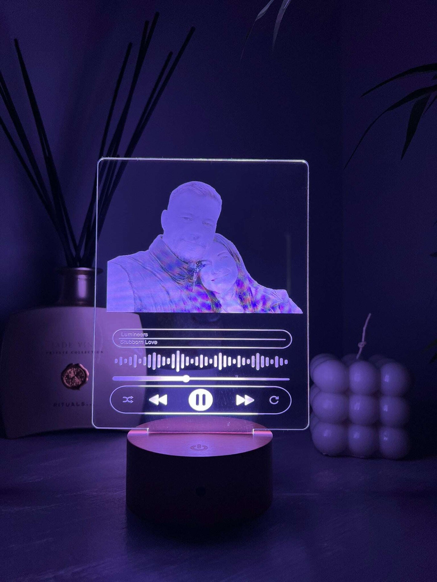 Unique LED gift featuring cherished memory and soundtrack