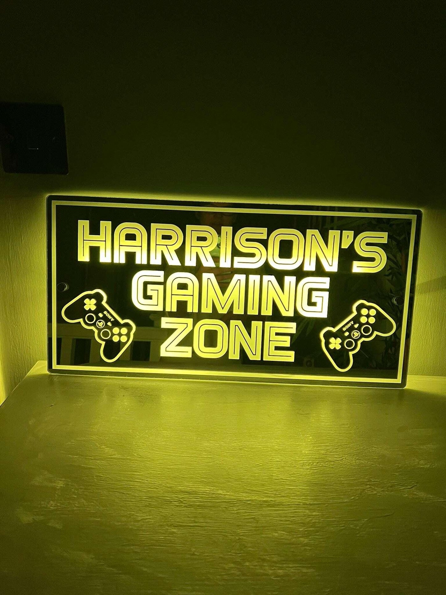 Personalised LED sign for a gaming room setup