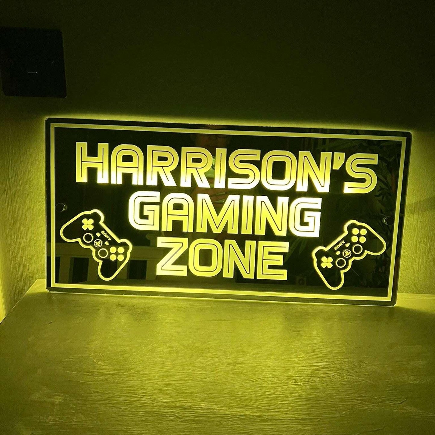 Personalised LED sign for a gaming room setup