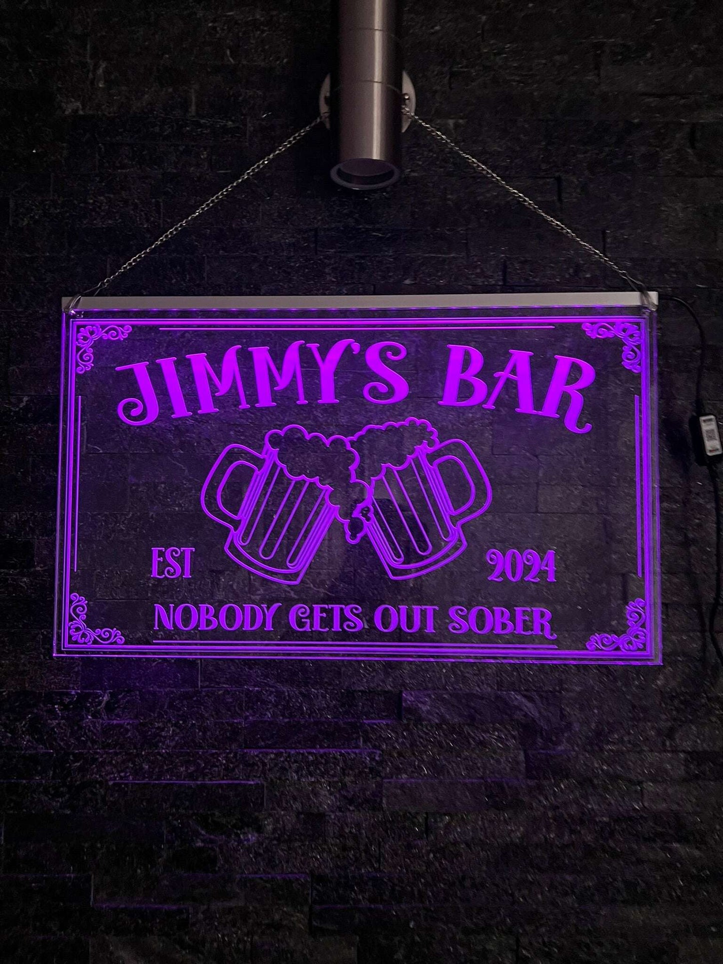 Music-responsive LED light sign for bar ambiance