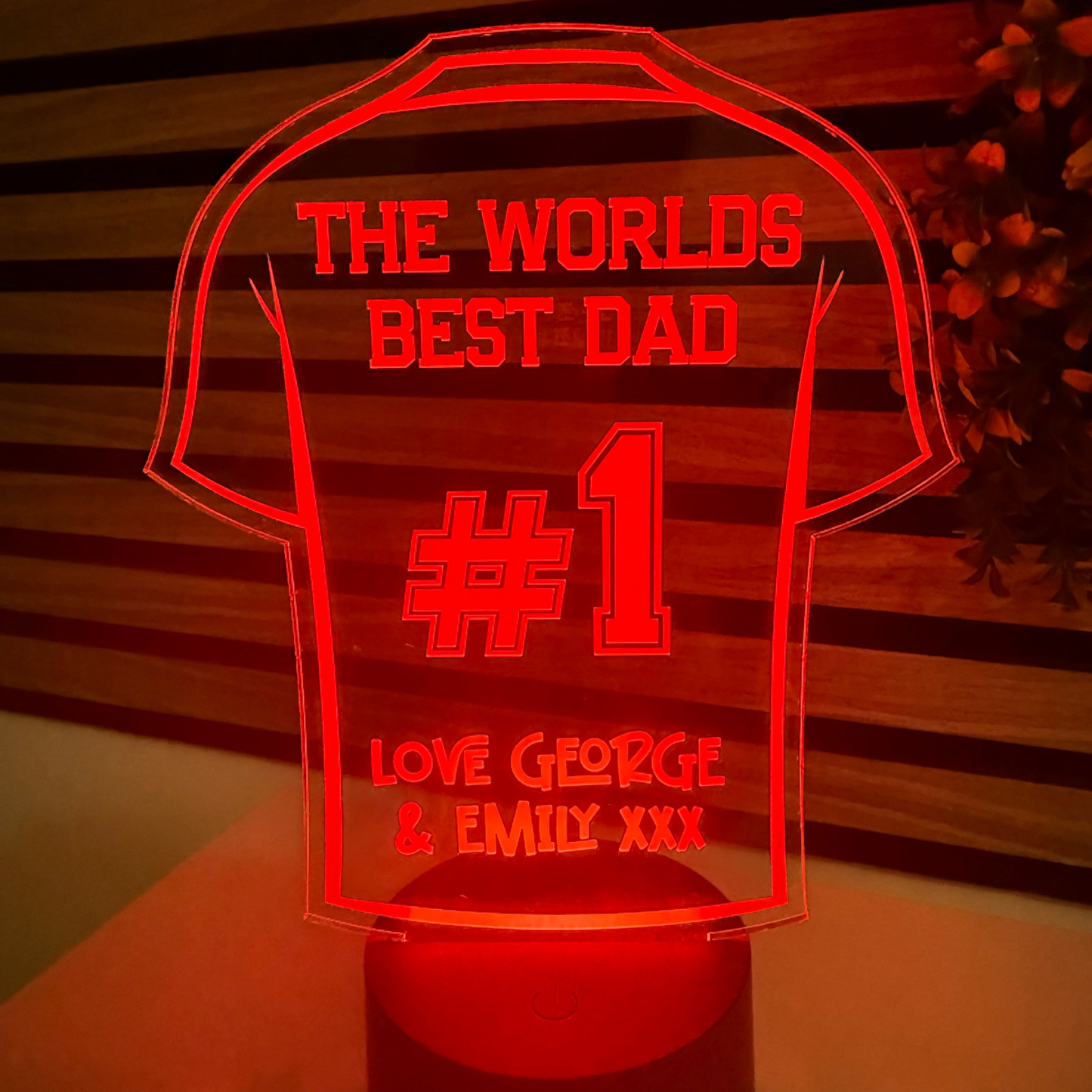 Custom football shirt night light gift for dad with kids’ names