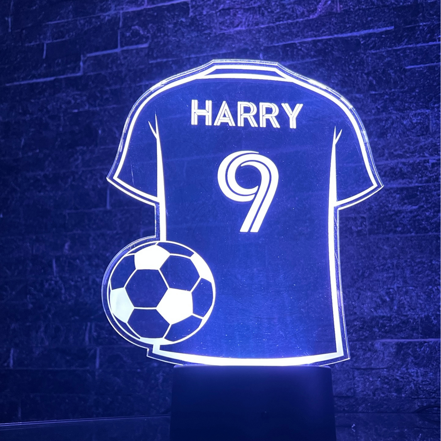 Personalised football night light with multicolour LED lighting