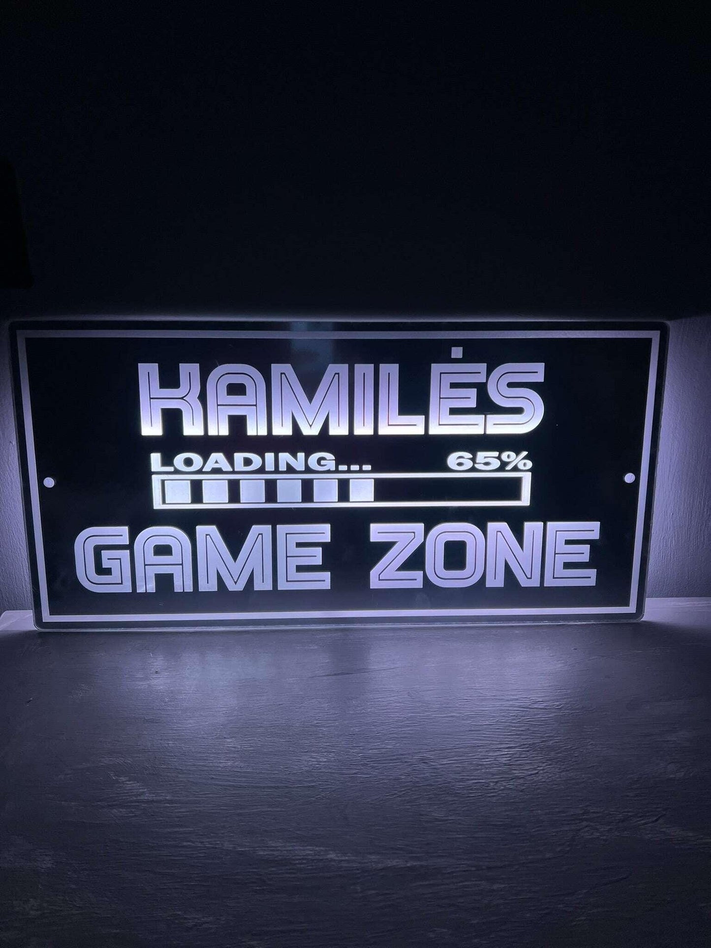 LED acrylic Game Zone sign for custom gamer setup