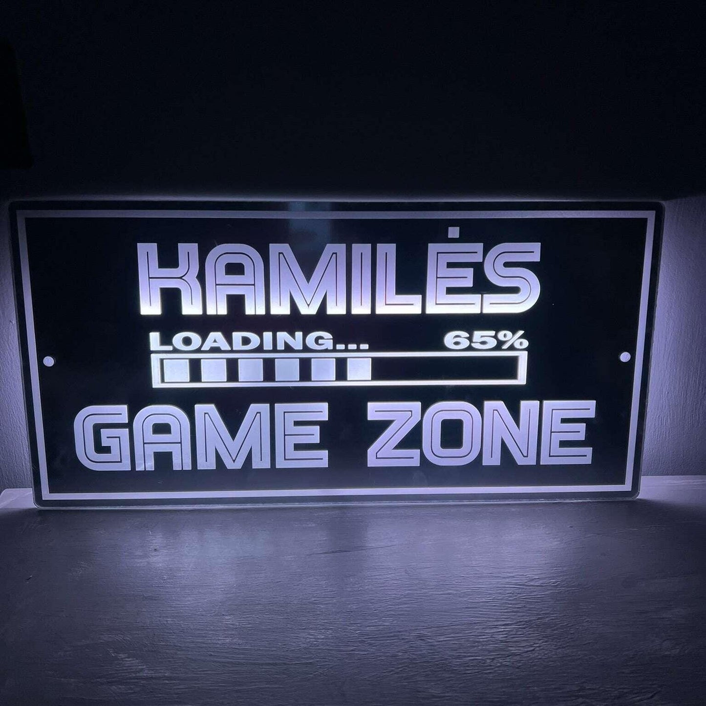 LED acrylic Game Zone sign for custom gamer setup