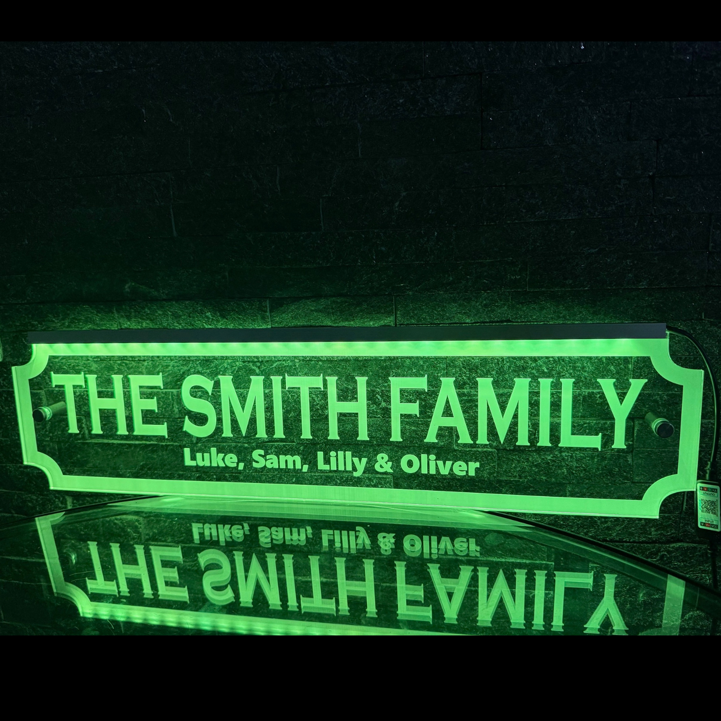Personalised LED sign used as kitchen wall décor gift