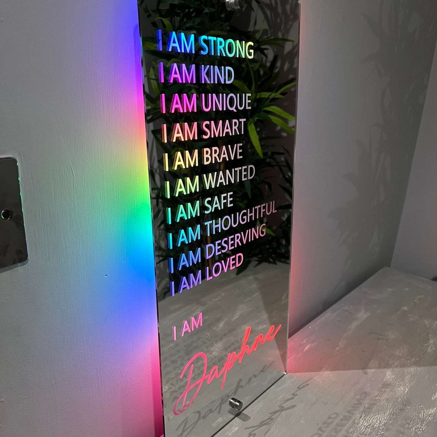 Personalised LED affirmation sign perfect for bedroom décor