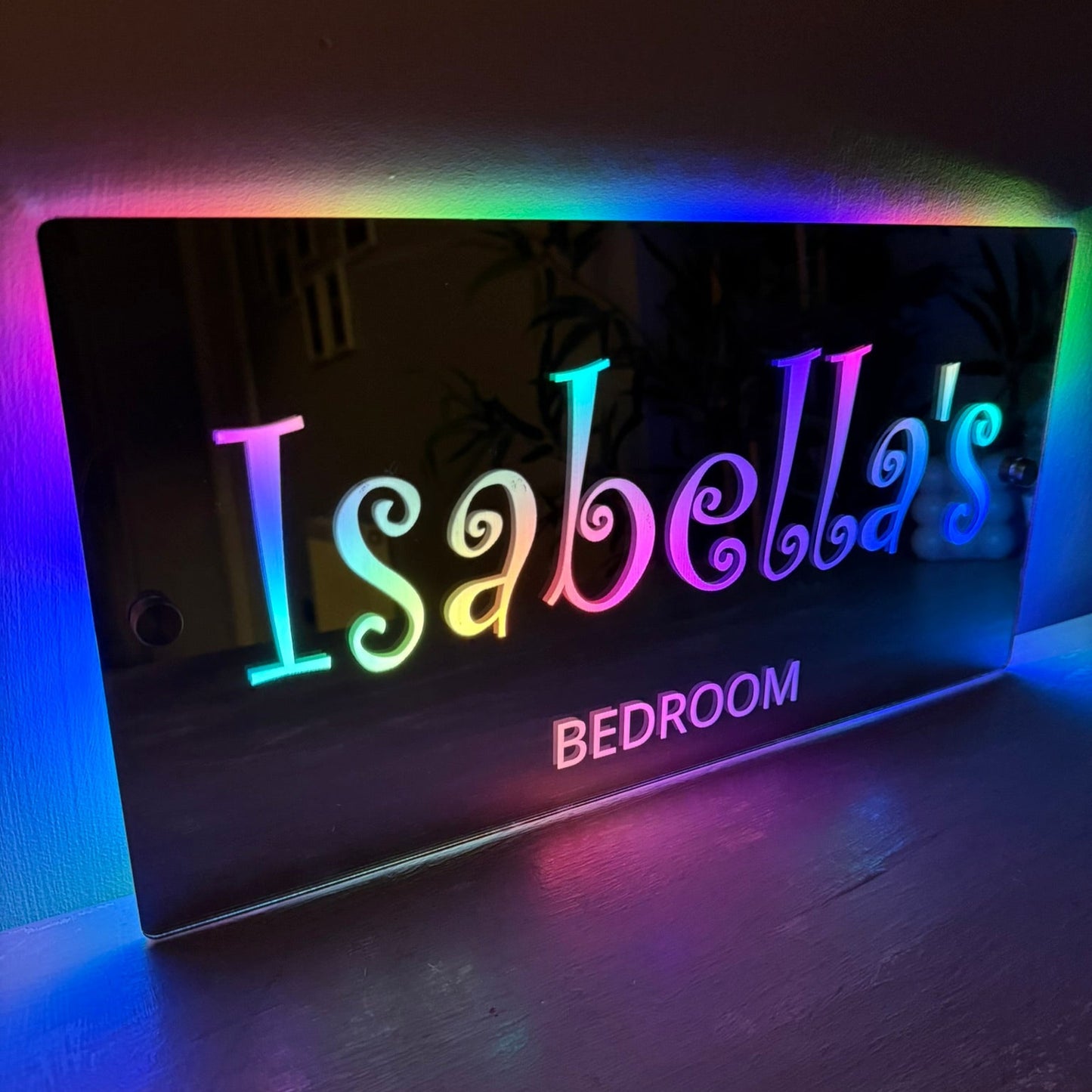 LED mirror name sign beautifully packaged as a gift for birthdays, Christmas, or special occasions.