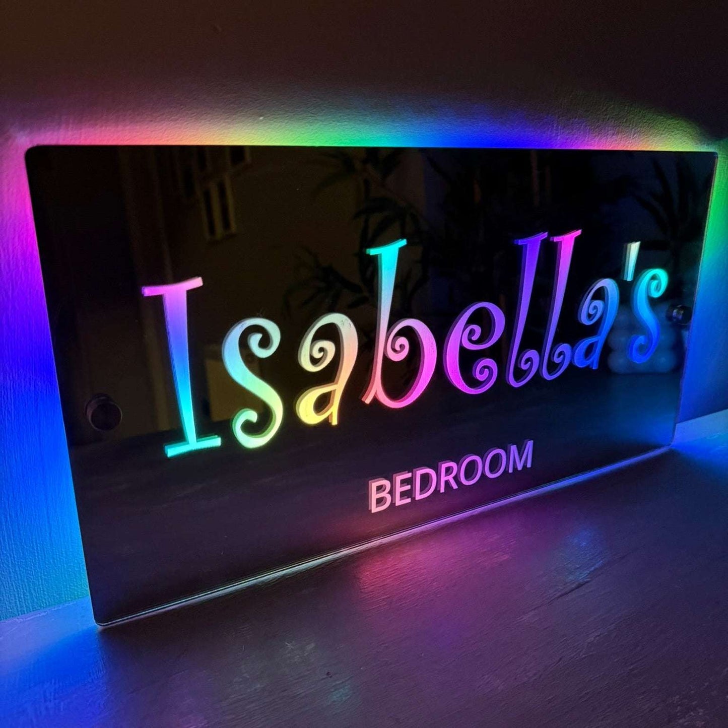 LED mirror name sign beautifully packaged as a gift for birthdays, Christmas, or special occasions.