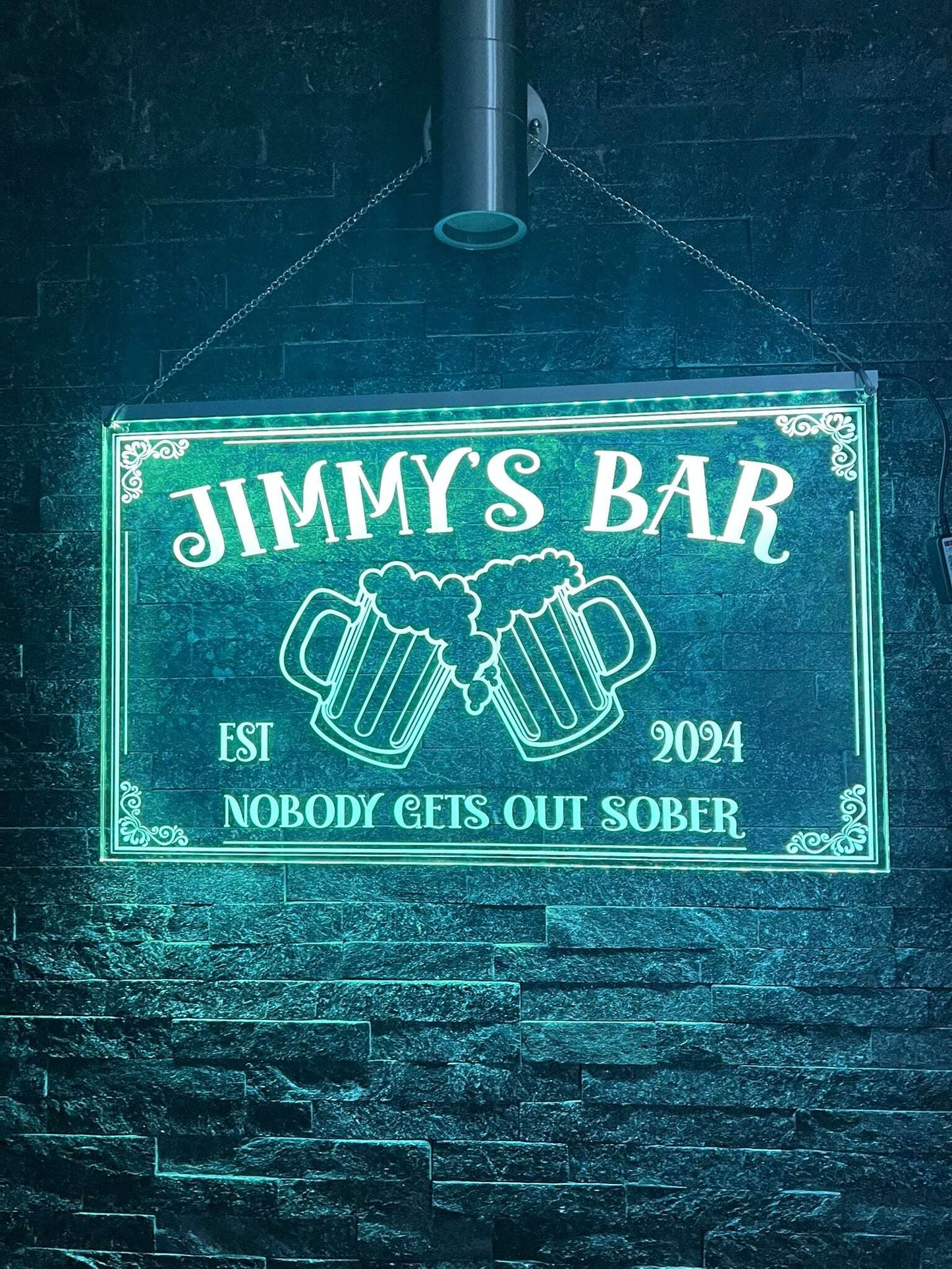 Personalised LED light sign for bar or man cave