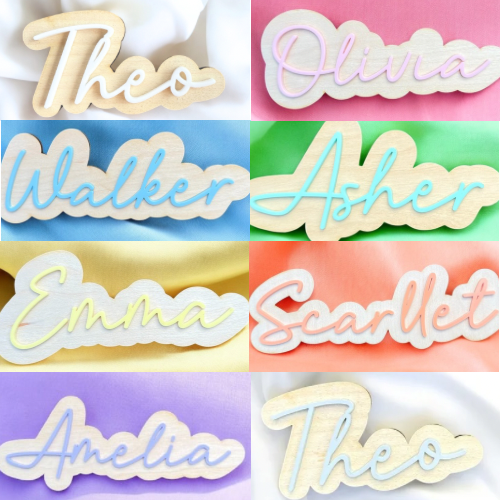 Personalised wooden sign for kids room available in multiple colours