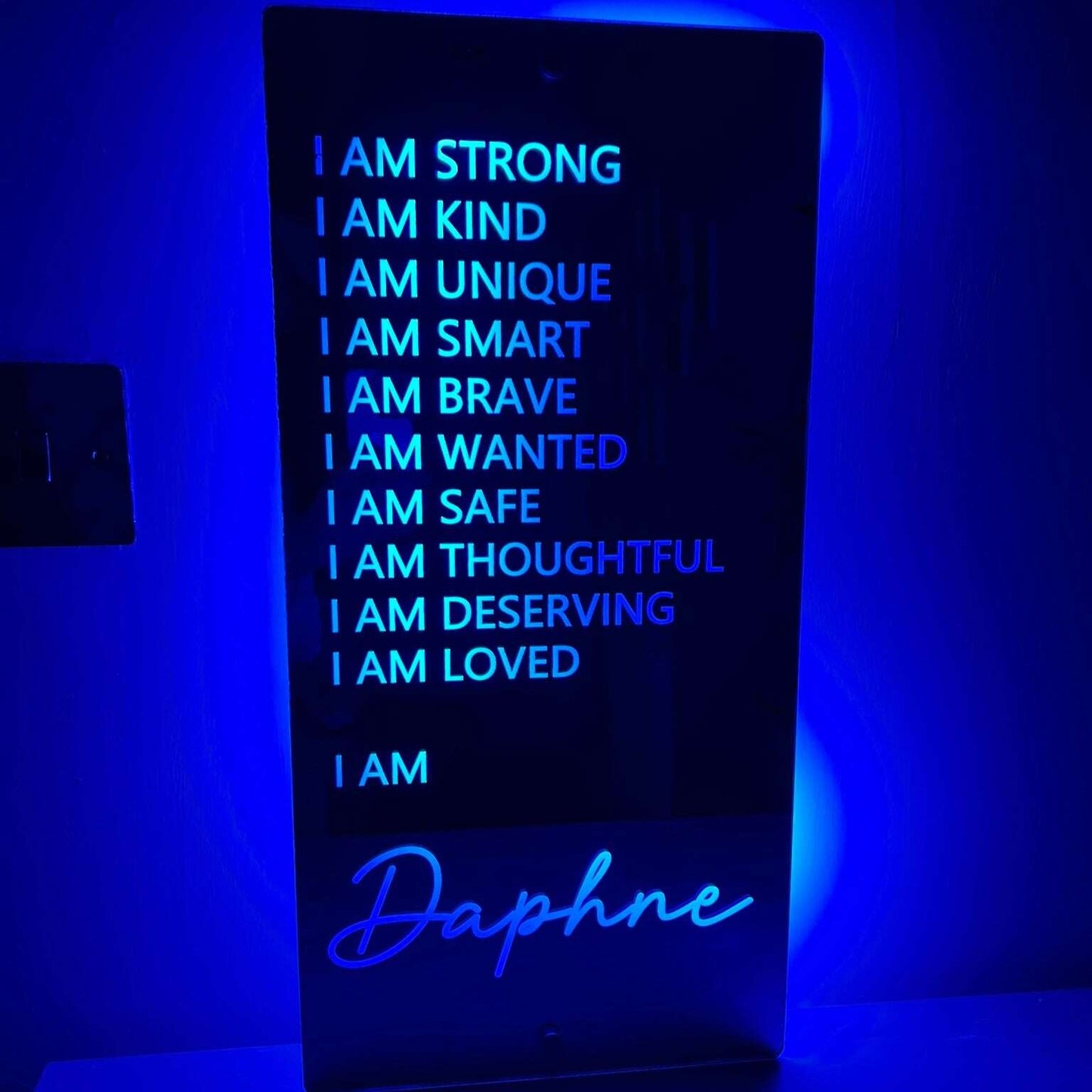 Positive message LED sign for girls’ rooms