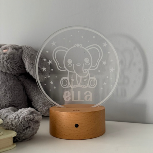 Custom elephant night light with remote and multicolour LEDs