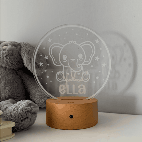 Custom elephant night light with remote and multicolour LEDs