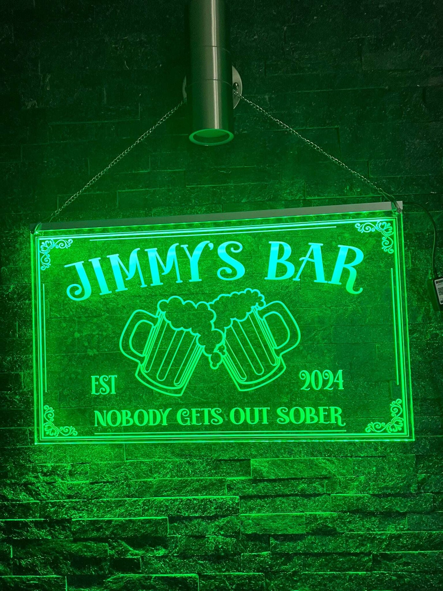 Remote-controlled LED sign perfect for bar décor